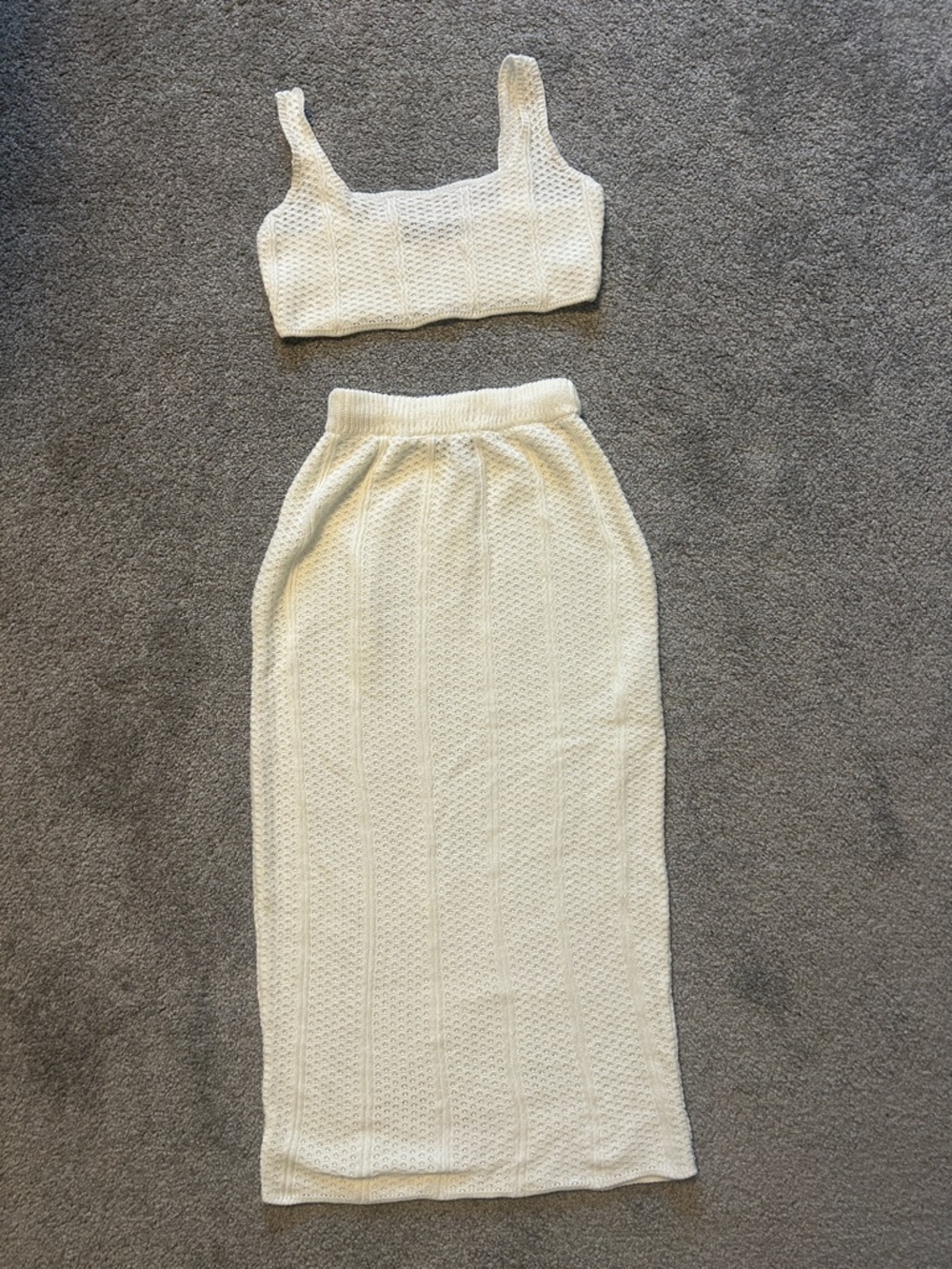 PrettyLittleThing Cream Knit two piece